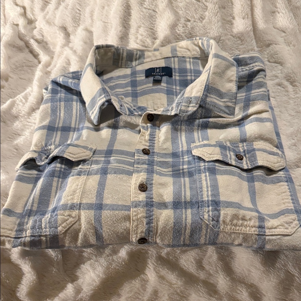 George Casual Blue and Cream Button Down Shirt